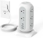 Tower Power Strip Flat Plug with 11 Outlets 3 USB (1 USB C), TESSAN Surge Protector Tower 1625W/13A,1050J Protection, 6 Feet Extension Cord with Multiple Outlets, Office Desk Supplies, Dorm Essentials