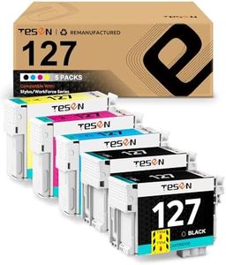 TESEN 127 T127 Remanufactured Ink Cartridge Replacement for Epson 127XL T127 XL High Yield Ink for Workforce 545 845 645 WF-3540 WF-3520 WF-3530 WF-7010 WF-7510 WF-7520 NX530 NX625 Printer 5 Packs