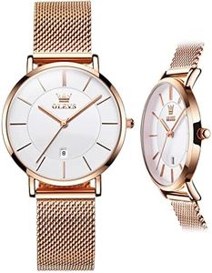 OLEVS Wristwatches for Women Large Face Rose Gold Dress Ladies Watch with Date Slim Simple Easy to Read Womens Wristwatches for Small Wrists Waterproof Casual Women's Watches White Reloj para Mujer