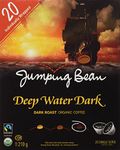 Jumping Bean Dark Roast Fairtrade Organic 100% Compostable K-Cup Coffee Pods, Individually Wrapped, ECO2Roast, Premium Coffee, Non-GMO, Deep Water Dark , 20 Count Pods