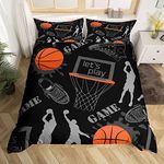 Homemissing Basketball Bedding Set Sports Comforter Cover 3D Ball Games Duvet Cover for Children Kids Boys Girls Microfiber Gift for Basketball Player Bedspread Cover Double