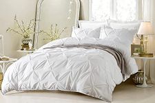 3 Piece Pinch Pleated Duvet/Rajai Cover (1 Pinch Duvet Cover and 2 Pinch Pillow Cover) 100% Egyptian Cotton, 1000 Thread Count with Zipper Closure- King Size White Solid