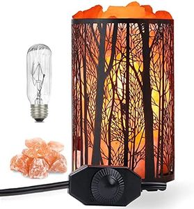 Shineled Salt Lamp, Himalayan Salt Lamp, Natural Salt Rock Lamp Desk Bedside Table Lamp Night Light in Forest Design Metal Basket with Dimmer Switch, Festival Decor