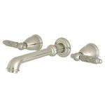 Kingston Brass KS7128GL Georgian Wall Mount Vessel Sink Faucet, Satin Nickel, 10-7/16" in Spout Reach