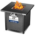 Serenelife 28" Propane Fire Pit, Weather-Resistant Outdoor Fire Table with Modern Design, 40,000 BTU Propane Fireplace, Elegant & Sturdy Foyer Exterieur Firepit that is Durable, & Easy to Assemble