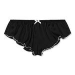 Satini Women's Satin Low Rise Fluted Sissy French Knickers Briefs Panties (Black - White, M)