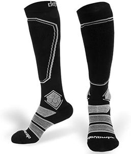 devembr Merino Wool Ski Socks for Men and Women, High Performance Snowboarding Socks - Size M, Black