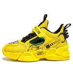 WZRUISEN Kids Boys Sports Shoes Casual Shoes Mesh Breathable Trend Fashion Children's Basketball Shoes Sports Running Shoes, Yellow, 6 Big Kid