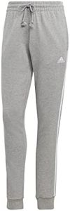 adidas Mujer Essentials 3-Stripes Pantalones de chándal, Medium Grey Heather/White, L