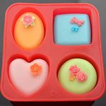 Clazkit Silicone Circle, Square, Oval and Heart Shape Soap Cake Making Mould, Multicolor