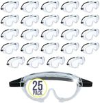 Aqulius Bulk 25 Pack of Safety Goggles - ANSI Z87+ Certified - Perfect Eye Protection for Nurses, Construction, Fabrication, Lab Work, Chemistry Science, Onion Cutting & More!