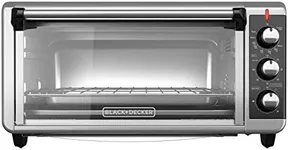 BLACK+DECKER TO3250XSB 8-Slice Extra Wide Convection Countertop Toaster Oven, Includes Bake Pan, Broil Rack & Toasting Rack, Stainless Steel/Black