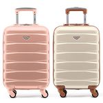 Flight Knight Suitcase Set of 2 Lightweight 4 Wheel ABS Hard Case Cabin Carry On Hand Luggage Approved for Over 100 Airlines Including easyJet, British Airways, Ryanair & Many More 55x35x20cm