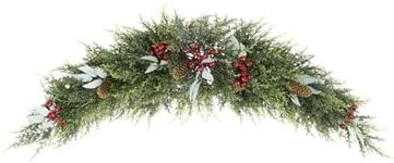 U'Artlines Christmas Swag for Front Door Artificial Decorative Swag Decoration with Pine Cone, Berries for Indoor & Outdoor Window Wall Fireplace Mantle Home Holiday Xmas Decor (43" Green)