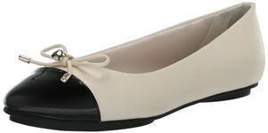 Anne Klein Women's Luci Ballet Flat, Off White/Black, 6.5