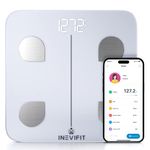 INEVIFIT Smart Body Fat Scale, Highly Accurate Bluetooth Digital Bathroom Body Composition Analyzer, Measures Weight, Body Fat, Water, Muscle, Visceral Fat & Bone Mass for Unlimited Users (White-s)