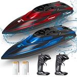 Yamaester RC Boat for Kids 2 Pack Remote Control Boats LED Light Glowing Toy Waterproof with Rechargable Battery Boat for Pools Lakes Play Gifts Boys Girls Adults