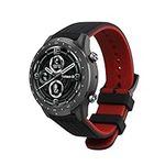 kwmobile Strap Compatible with Ticwatch Pro 3 Ultra/Pro 3 / S2 / GTX Strap - Replacement Silicone Watch Band - Black/Red