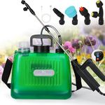 Ramarmro Battery Powered Sprayer 2 Gallon, Electric Sprayer with 4 Mist Nozzles, USB Rechargeable Handle, 32in telescopic Wand, Garden Sprayer with Adjustable Shoulder Strap for Lawn, Garden, Cleaning