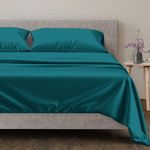 Mayfair Linen 100% Egyptian Cotton King Size Sheet Set - 600 Thread Count Sateen Weave - 4 Pc Set - Luxury Soft Sheets - Deep Pocket Cotton Sheets - Easy Snug Fit - Breathable & Cooling - Teal