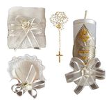 San Rafael Arcangel Kit de Bautismo - Baptism Christening Kit Catholic Handmade with Towel Rosary Baptism Candle and Baptism Shell - Hecho a Mano en Mexico Toalla Concha y Rosario Baptism Favor