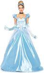 Leg Avenue Womens - 3 Piece Classic Cinderella Gown Set Full Length Family Friendly Princess Dress and Headband Set Adult Sized Costumes, Blue, Small US