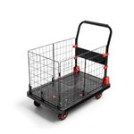 Corvids 300 Kg Portable & Collapsible Plastic Platform Trolley with Basket Cage | 2-Year Warranty |Folding Platform Hand Truck with 360 Rotating Wheels for Home, Office, Warehouse & Outdoor Use