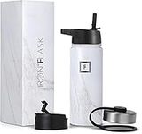 IRON °FLASK Sports Water Bottle - 18 Oz 3 Lids (Straw Lid), Leak Proof - Stainless Steel Gym & Sport Bottles for Men, Women & Kids - Double Walled, Insulated Thermos, Metal Canteen