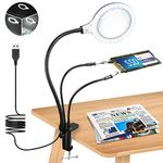 Magnifying Glass with Light and stand 3x Helping Hands soldering Magnifying Lamp with 28 Dimmable LED,Soldering Hand 3 Helping Arms Illuminated Reading Magnifier for Crafts,Reading,Sewing,Hobbies