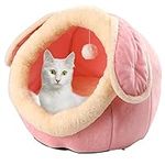 PowerKing Cat Bed for Indoor Cats,Cat House Furniture for Pet Kitten Tent Cave,Cute Dog Beds for Puppy Medium Dogs with Removable Washable Soft Cushioned Pillow,New Pink