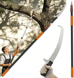 Buyplus 26FT Reach Pole Saws for Tree Trimming, Pole Saw with 5-20FT Telescoping Extension Pole, Pruning Saw with 24" 3X Detachable Saw, Non-Slip Handle, Tree Trimmer for Garden Yard Palms Shrubs