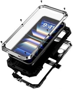 for iPhone 16 Case 6.1inch Heavy Duty Rugged [Aluminium Stan] Military Grade Metal Rubber [Built in Screen Protector Camera Lens ] Phone Cover Armor 2023 (, for iPhone 16 6.1'' 2024) Silver