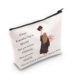 LEVLO Graduation Cosmetic Make up Bag Graduation Class Gift You Are Braver Stronger Smarter Than You Think Makeup Zipper Pouch Bag For Women Girls, Graduation Bag, Tote Bag