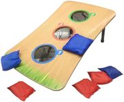 Bean Bag Toss Game – Wooden Cornhole Board with 6 Bean Bags – Indoor & Outdoor Garden Throwing Game for Kids & Family – Classic Corn Hole Set with Target Holes