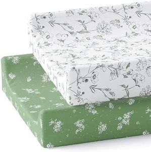 Baby Changing Pad Cover 2-Pack (Butterfly Garden) - Premium Fitted Sheets Changing Table Cover - Buttery Soft Cotton Blend - Diaper Changing Pad Cover - Changing Pad Sheets