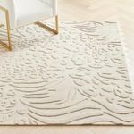 FloorFusion Floral Design Loop Cut Premium Rug Collection Woolen Carpet for Living Room Bedroom Drawing Room Hall and Floor Size 5 x 7 feet (150x210 cm) Color Ivory