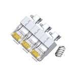 50 Pcs Cat7 Cat7A RJ45 Connectors, Cat7 Cat7A RJ45 Plugs, Sheilded RJ45 8P8C Cat7/Cat7A up to 10Gbps for Ethernet LAN Cable, Silver