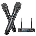 JAMELO Wireless Microphone, UHF Metal Handheld Microphone Set, Karaoke Microphone System with Receiver, Professional Mic for Home Karaoke Church DJ Singing Wedding Conference Meeting, 200ft