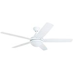 Prominence Home 80094-01 Ashby Ceiling Fan with Remote Control and Dimmable Integrated LED Light Frosted Fixture, 52" Contemporary Indoor, 5 Blades White/Grey Oak, Farmhouse White