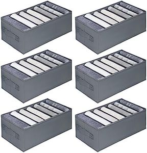 kiximay Organizer Armadio Salvaspazio 6Pcs, Organizer Cassetti Armadio Pieghevole con Manico, Organizer per Armadio più Spessi con 7 Scomparti per Jeans, Magliette, Pantaloni ecc (34 * 17 * 12cm)