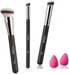 FITDON 3PCS Foundation Concealer Brushes & 2PCS Mini Makeup Sponge Blender, Flawless for Blending Liquid Cream and Powder, Buffing, Stippling