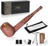 Obetis Rosewood Tobacco Pipe Set - Handmade Tobacco Pipe with Wood Pipe Stem, Wooden Tobacco Pipe with Accessories for Beginners, Pipe Starter Kit with Gift Box