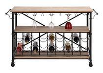 Deco 79 Bar on Wheel Metal Wood Wine Table, 19 by 10 by 45-Inch, Brown