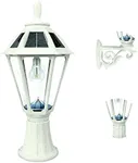 Gama Sonic Polaris Solar Light with GS Solar Light Bulb – Wall/Pier/3″ Fitter Mounts (178233), White Finish