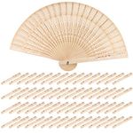 SINJEUN 60 Pack 8 Inch Sandalwood Fan, Folding Wooden Openwork Personal Hand Held Folding Fans, Decorative Folding Fans for Wedding Decoration, Birthdays, Home Gifts