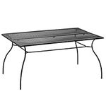 Outsunny 59" Patio Dining Table, 6 Seat Rectangular Outdoor Table with Mesh Tabletop, Metal Frame for Backyard and Lawn, Black