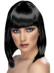 Smiffys Glam Wig, Black Short, Blunt with Fringe, Ladies Glamour Wigs Fancy Dress, Adult Dress Up Wigs