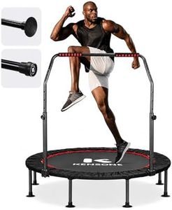 KENSONE 48" Foldable Mini Trampoline, Indoor Trampoline for Kids, Adults Indoor/Garden Workout, Fitness Rebounder with Adjustable Foam Handle, Max Load 450 lbs