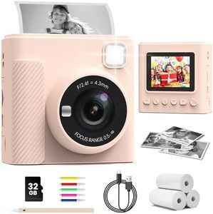 TIATUA Kids Instant Print Camera, Christmas Birthday Gifts for Girls and Boys, 1080P HD Video Digital Kids Camera with Print Paper & 32G Card, Toddler Toy for 3-14 Years Old (Brown)