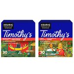 Timothy`s World Coffee Breakfast Blend 30 K-Cups and Rainforest Espresso Single Serve Keurig Certified K-Cup pods for Keurig brewers